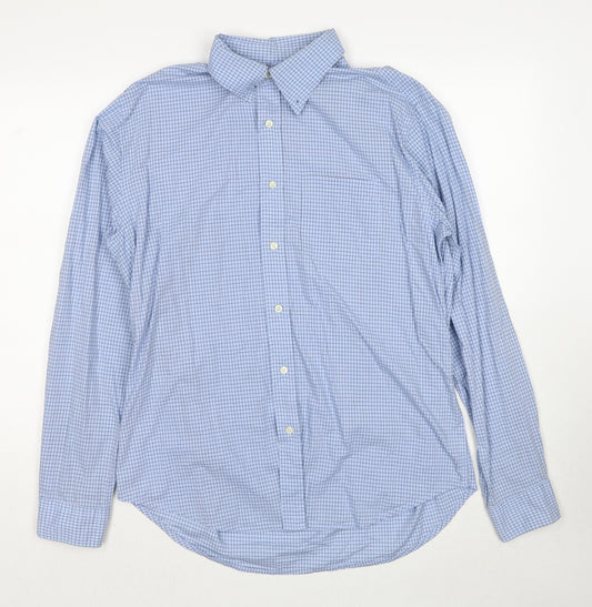 Gap Mens Blue Check Cotton Button-Up Size M Collared Button