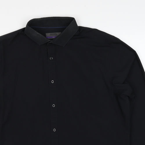 Burton Mens Black Polyester Button-Up Size L Collared Button