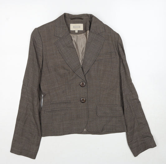NEXT Womens Brown Check Wool Jacket Suit Jacket Size 6
