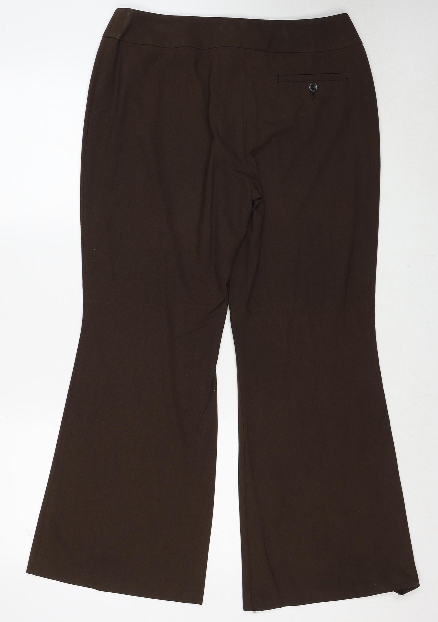 Marks and Spencer Womens Brown Polyester Trousers Size 14 Regular Zip