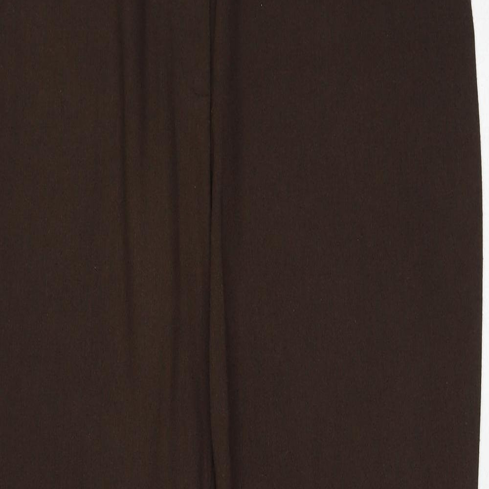 Marks and Spencer Womens Brown Polyester Trousers Size 14 Regular Zip