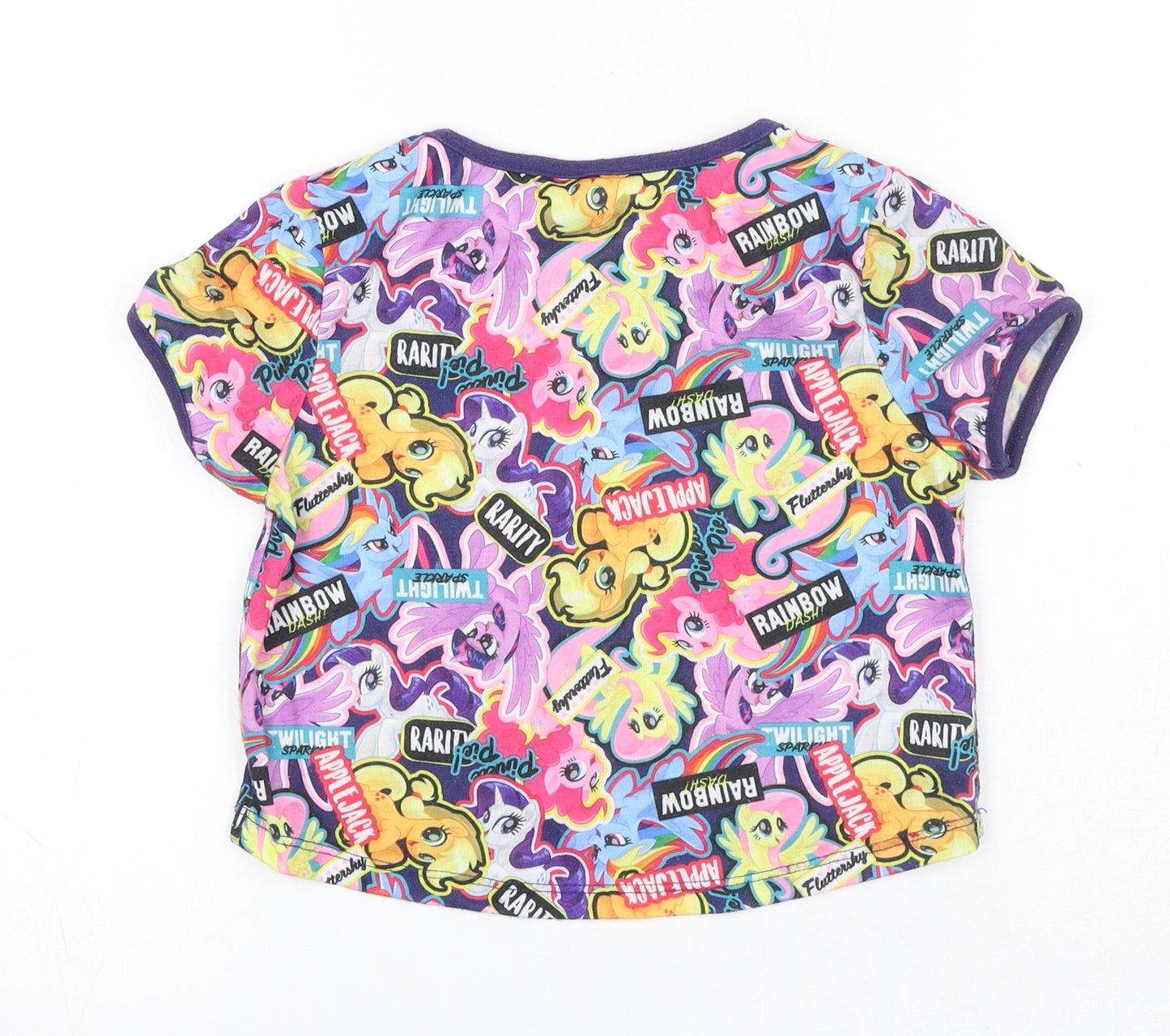 My Little Pony Girls Multicoloured Geometric Polyester Pullover T-Shirt Size 7-8 Years Boat Neck Pullover