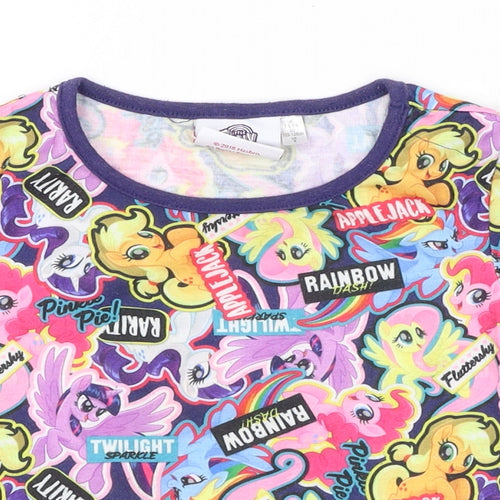 My Little Pony Girls Multicoloured Geometric Polyester Pullover T-Shirt Size 7-8 Years Boat Neck Pullover