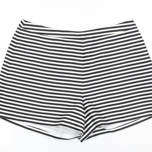 Coleen Womens Black Striped Polyester Basic Shorts Size 12 Regular Zip
