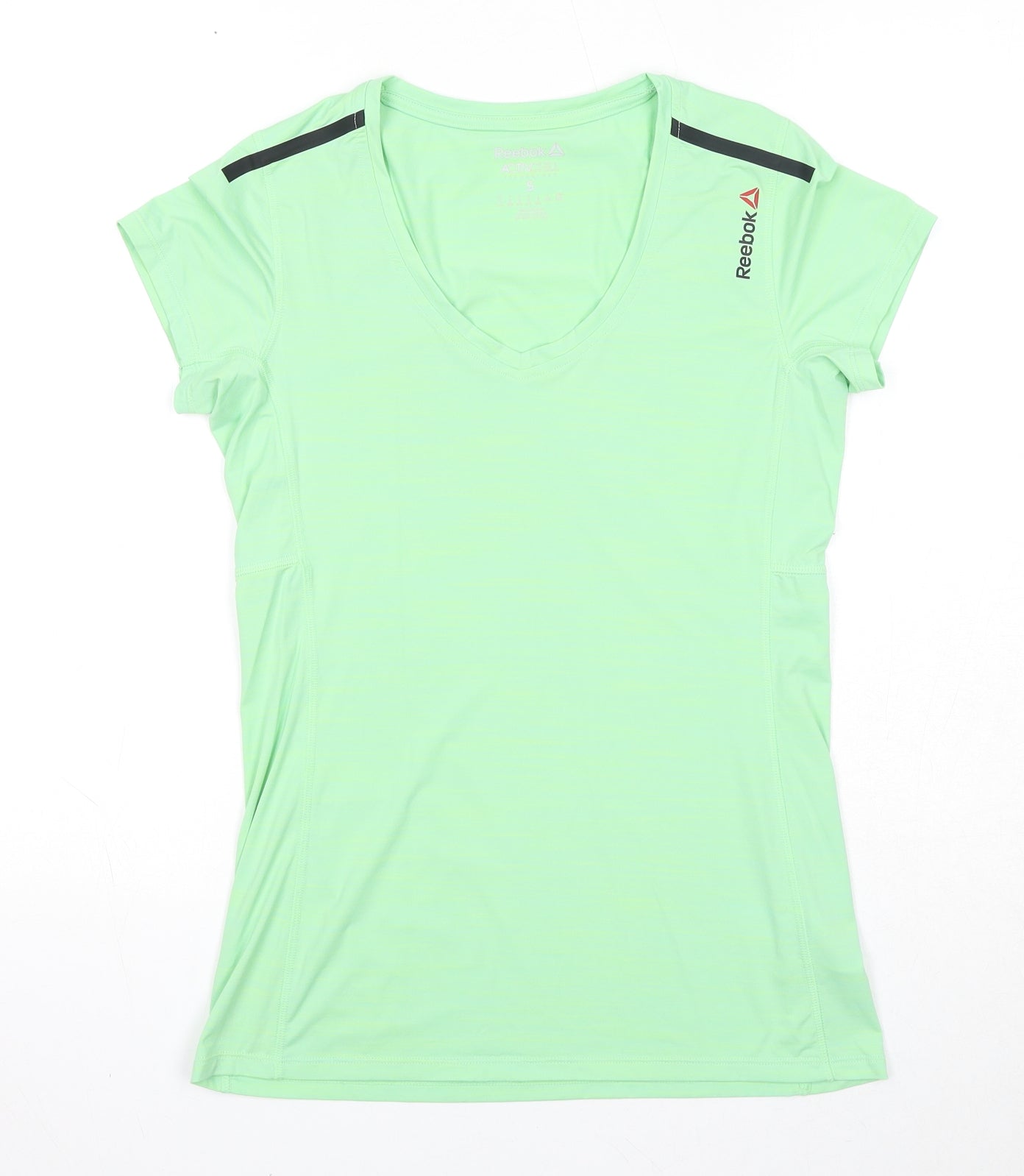 Reebok Womens Green Polyamide Pullover T-Shirt Size S V-Neck Pullover
