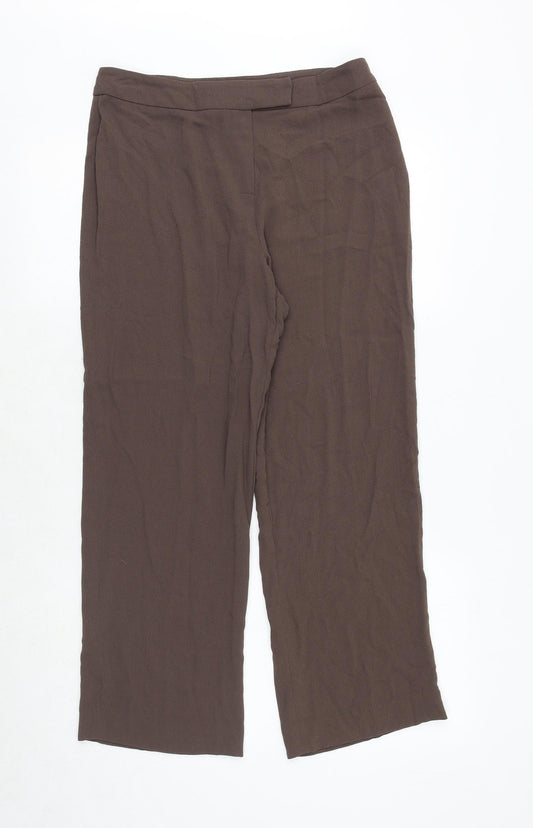 Kaliko Womens Brown Polyester Trousers Size 12 Regular Zip