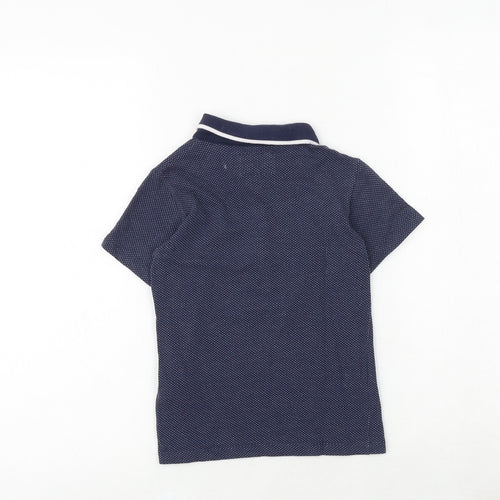 Debenhams Boys Blue Geometric 100% Cotton Pullover Polo Size 4-5 Years Collared Button