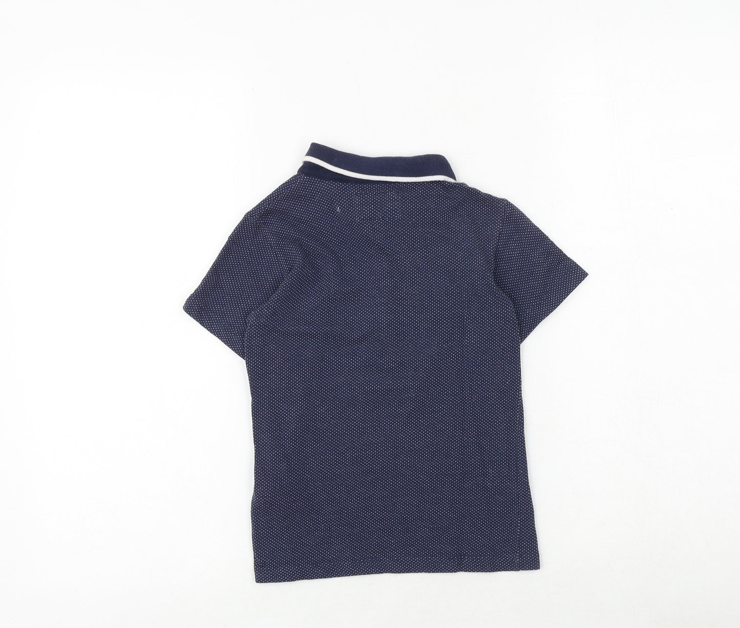Debenhams Boys Blue Geometric 100% Cotton Pullover Polo Size 4-5 Years Collared Button