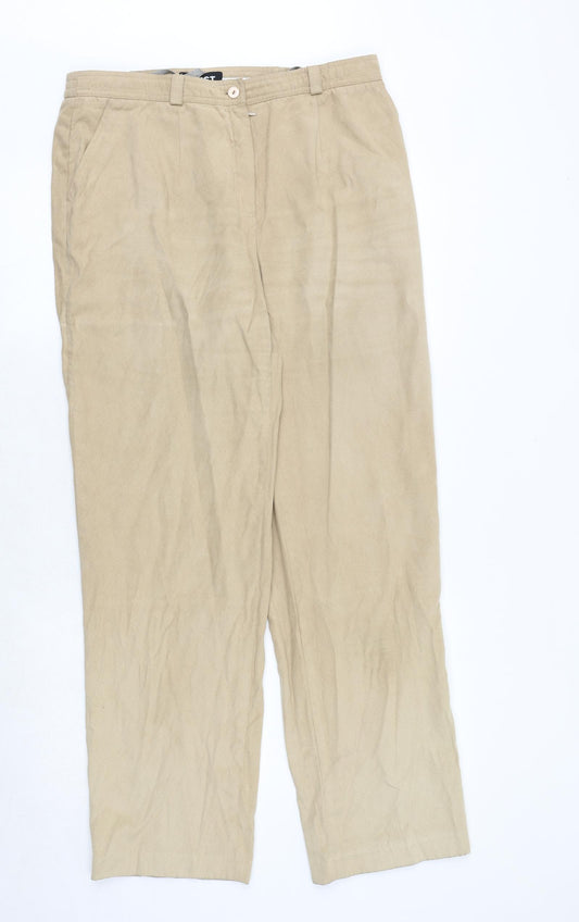 First Avenue Womens Beige Polyester Trousers Size 18 Regular Zip