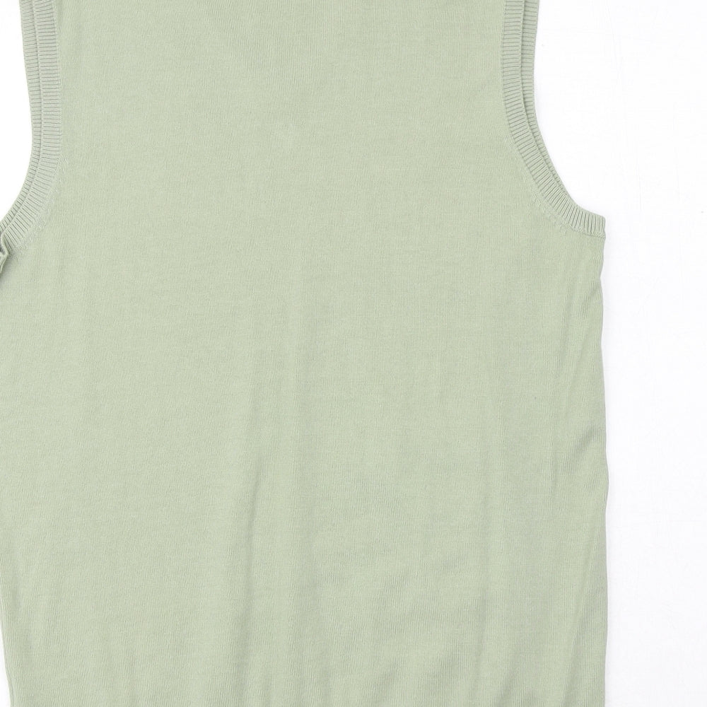 Burton Mens Green V-Neck Cotton Pullover Jumper Size M Sleeveless