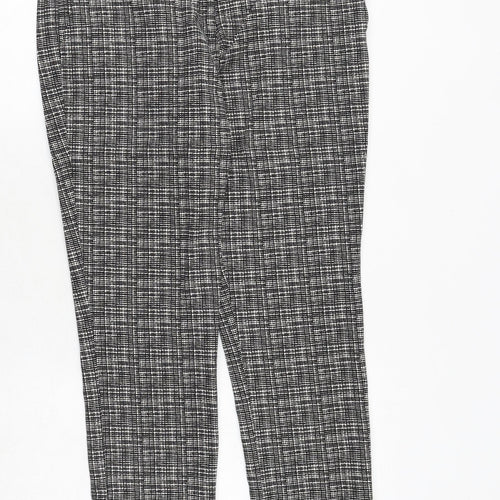 Lila Rose Womens Black Geometric Cotton Chino Trousers Size L Regular Zip