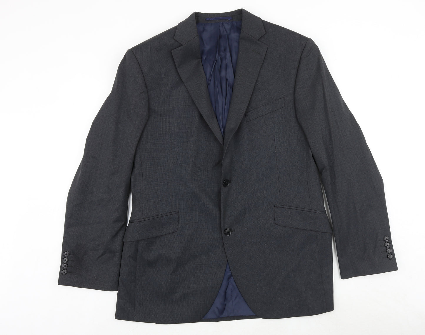 Austin Reed Mens Grey Geometric Polyester Jacket Suit Jacket Size 44 Regular