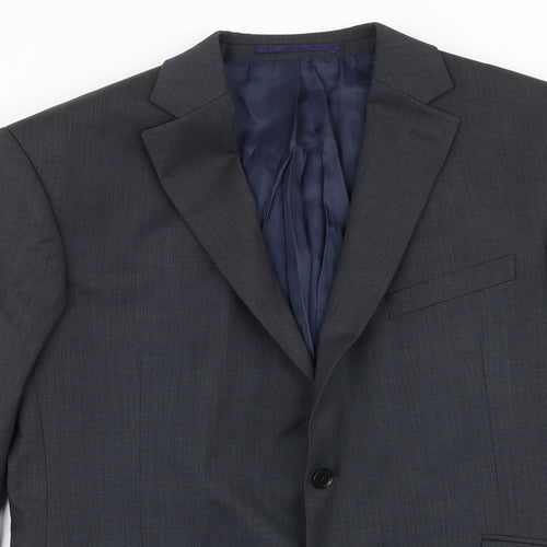 Austin Reed Mens Grey Geometric Polyester Jacket Suit Jacket Size 44 Regular