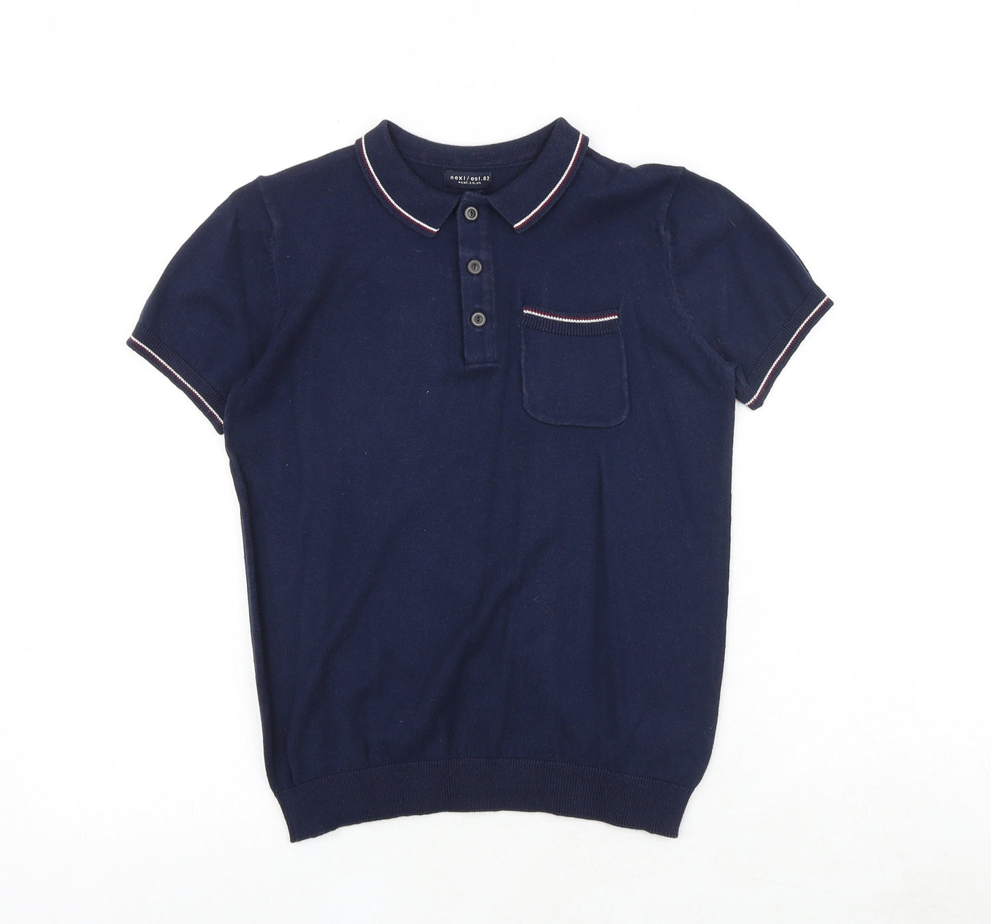 NEXT Boys Blue Cotton Pullover Polo Size 9 Years Collared Button