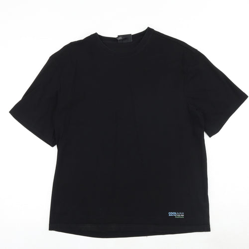 H&M Mens Black Cotton T-Shirt Size M Round Neck - Ice