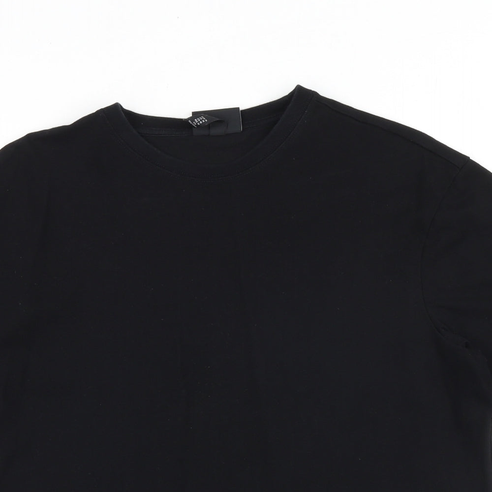 H&M Mens Black Cotton T-Shirt Size M Round Neck - Ice