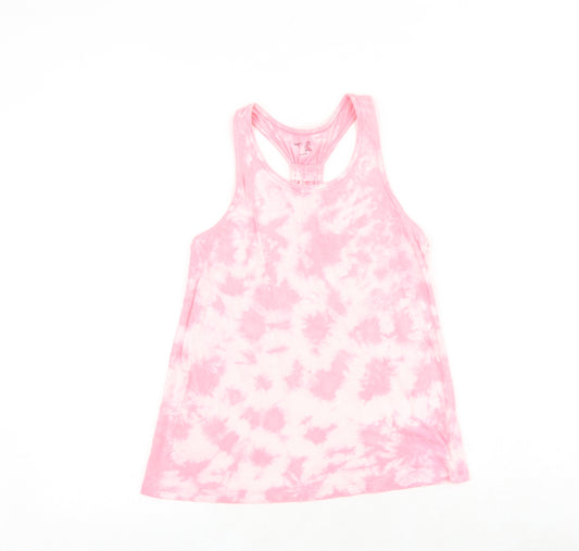 Gap Girls Pink Geometric 100% Cotton Basic Tank Size 12 Years Round Neck Pullover