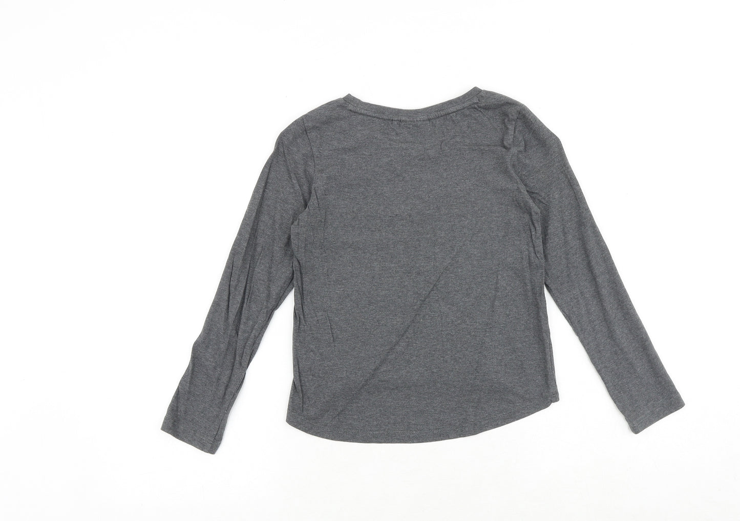 NEXT Girls Grey 100% Cotton Basic T-Shirt Size 8 Years Round Neck Pullover