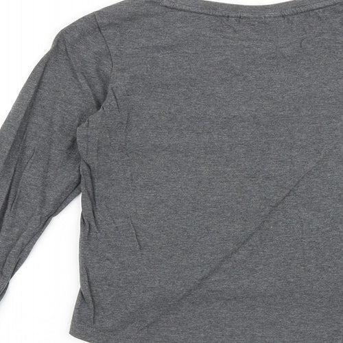 NEXT Girls Grey 100% Cotton Basic T-Shirt Size 8 Years Round Neck Pullover