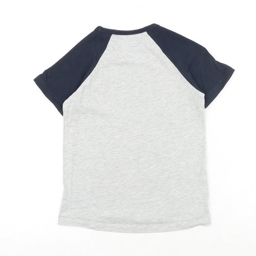 NEXT Boys Grey Colourblock Cotton Pullover T-Shirt Size 6 Years Round Neck Pullover