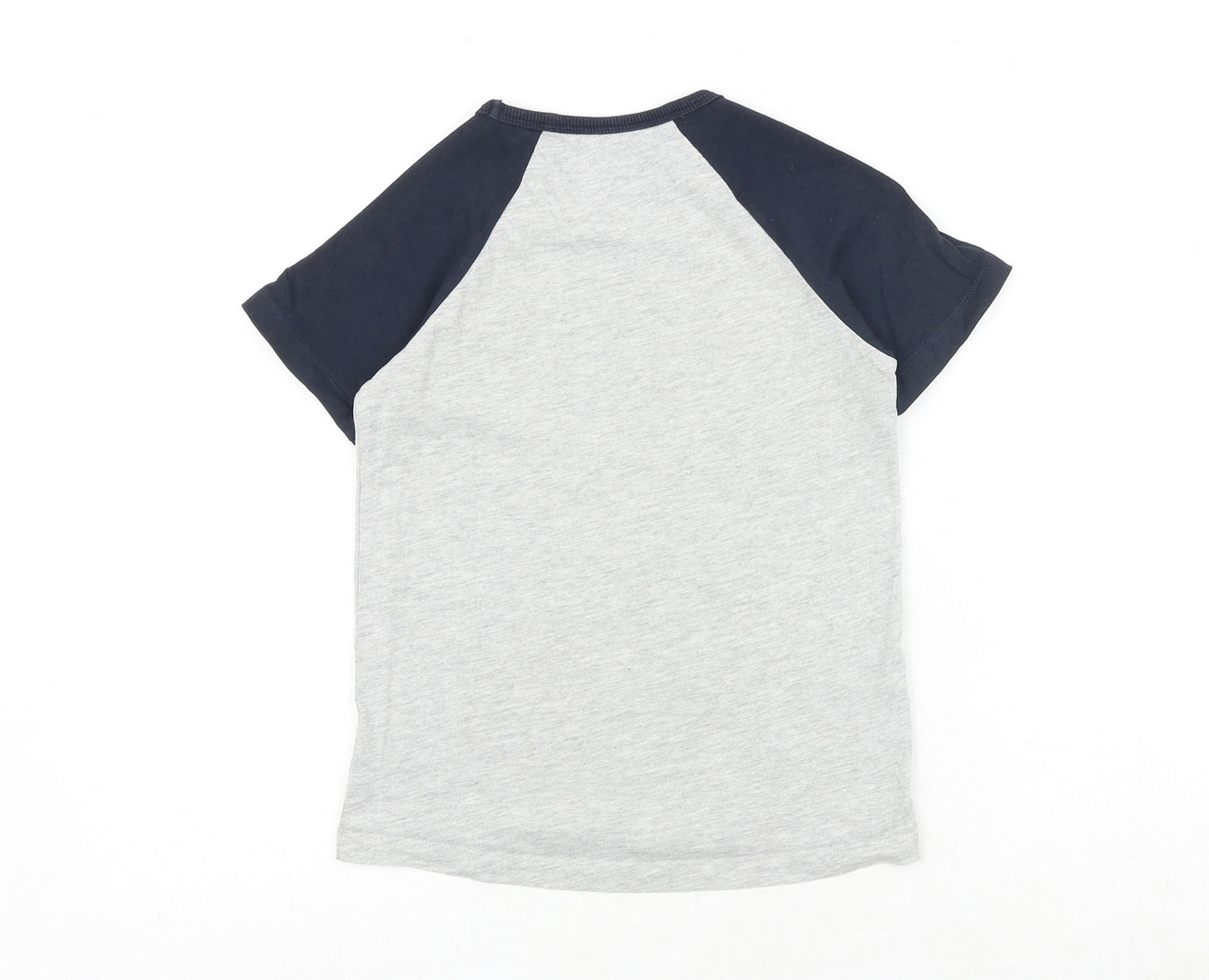 NEXT Boys Grey Colourblock Cotton Pullover T-Shirt Size 6 Years Round Neck Pullover