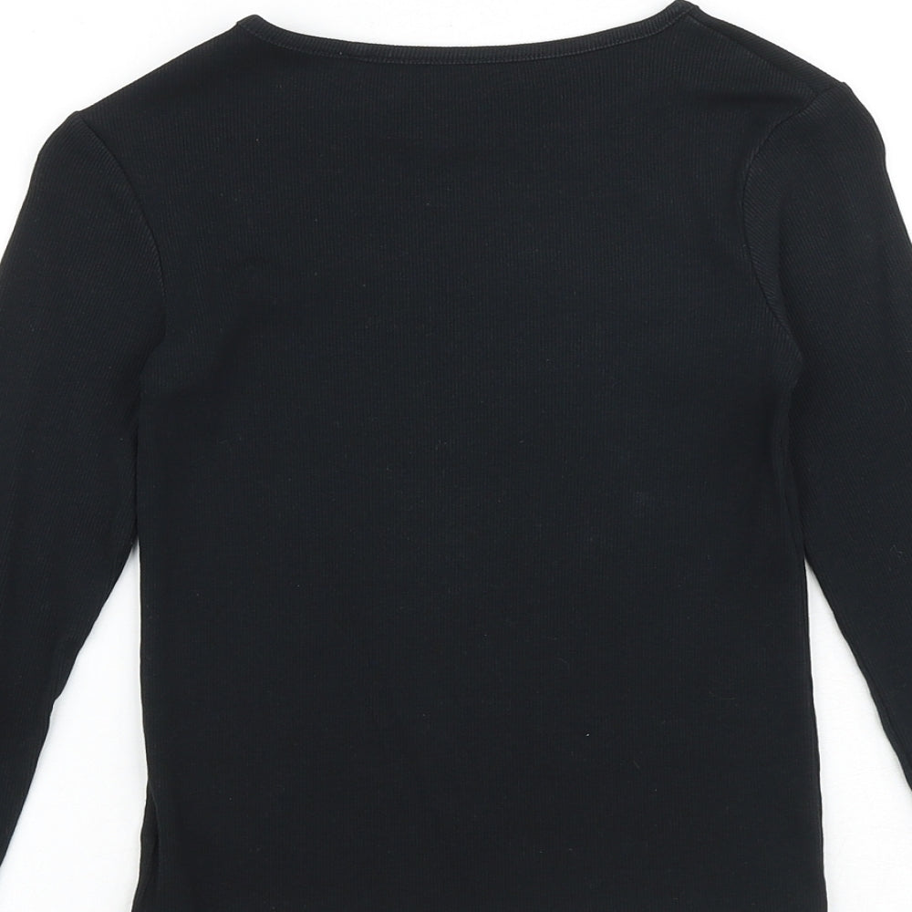 NEXT Girls Black Cotton Basic T-Shirt Size 9 Years Round Neck Pullover