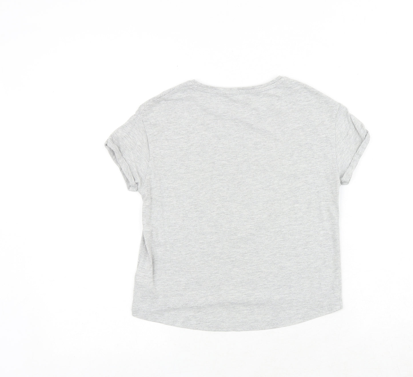 NEXT Girls Grey Cotton Basic T-Shirt Size 9 Years Round Neck Pullover - Love