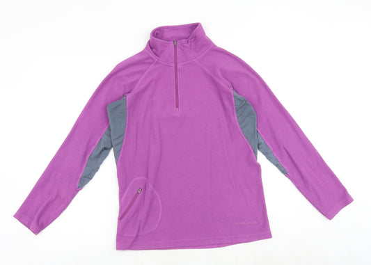 Technicals Womens Purple Colourblock Polyester Pullover Sweatshirt Size 10 Zip