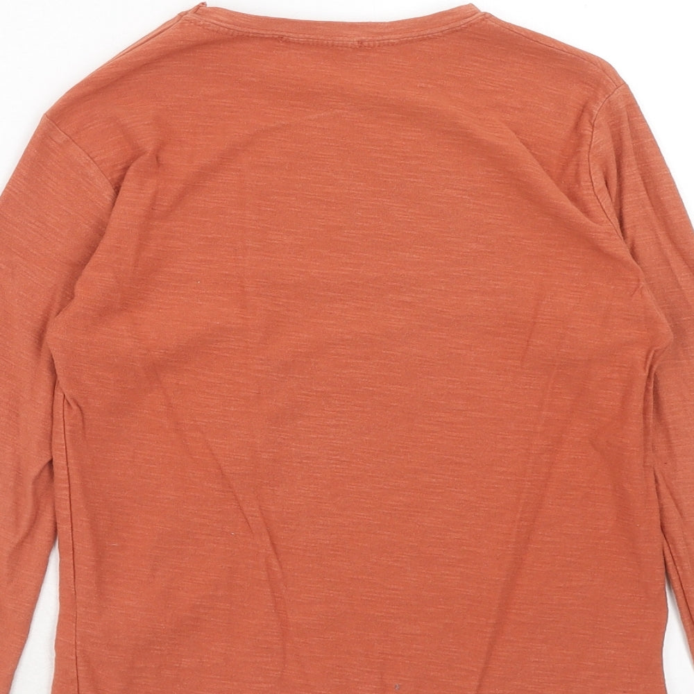 Zara Boys Orange Cotton Pullover T-Shirt Size 8 Years Round Neck Pullover - Popcorn