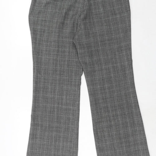 essence Womens Grey Plaid Polyester Trousers Size 16 Regular Zip