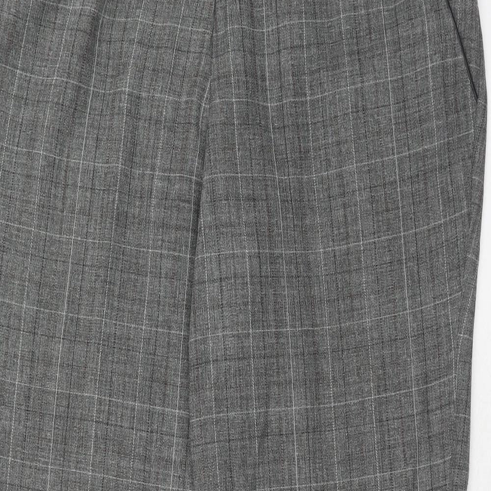 essence Womens Grey Plaid Polyester Trousers Size 16 Regular Zip