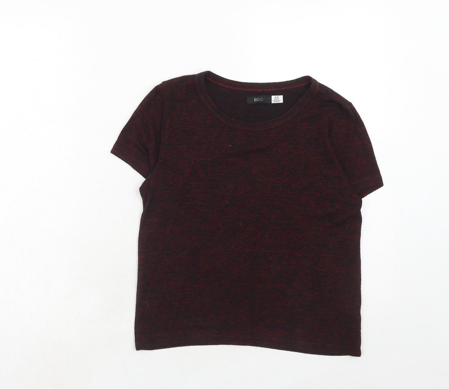 BDG Womens Red Geometric Viscose Basic T-Shirt Size S Round Neck