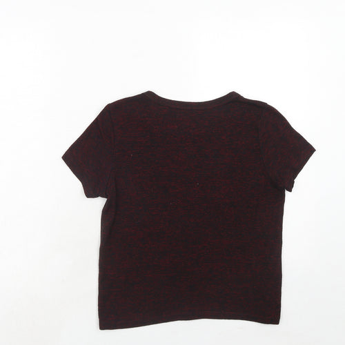 BDG Womens Red Geometric Viscose Basic T-Shirt Size S Round Neck
