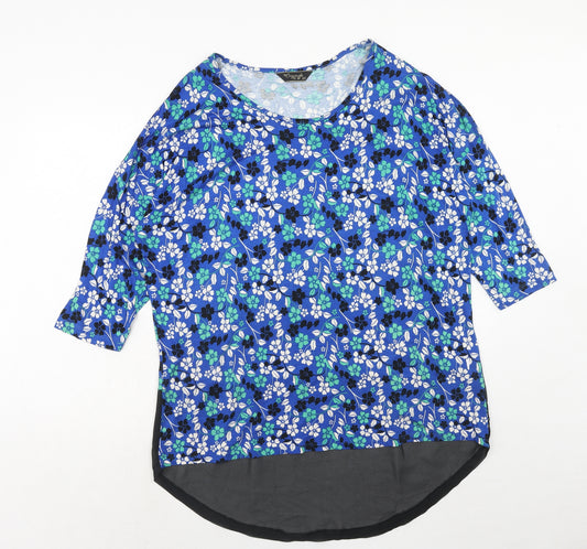 Original Womens Blue Geometric Viscose Basic T-Shirt Size 20 Round Neck
