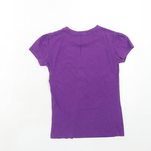 Aero Girls Purple Cotton Basic T-Shirt Size 5-6 Years Round Neck Pullover - I Love My Family