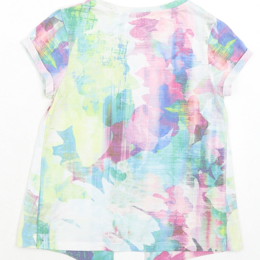 NEXT Girls Multicoloured Geometric Polyester Basic T-Shirt Size 7 Years Round Neck Pullover - 14