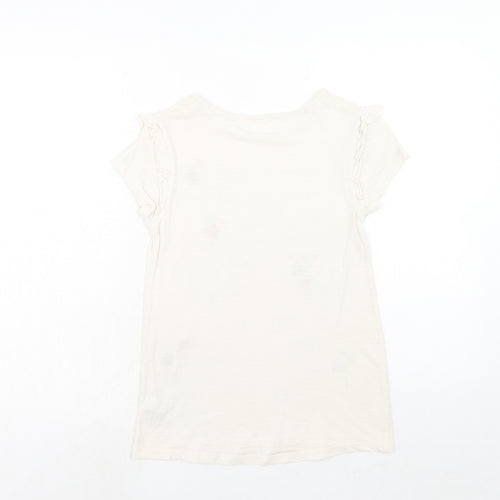 NEXT Girls Ivory Cotton Basic T-Shirt Size 12 Years Round Neck Pullover - Note to Self