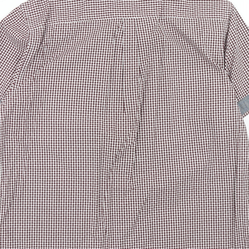 Red Herring Mens Red Check Cotton Button-Up Size L Collared Button