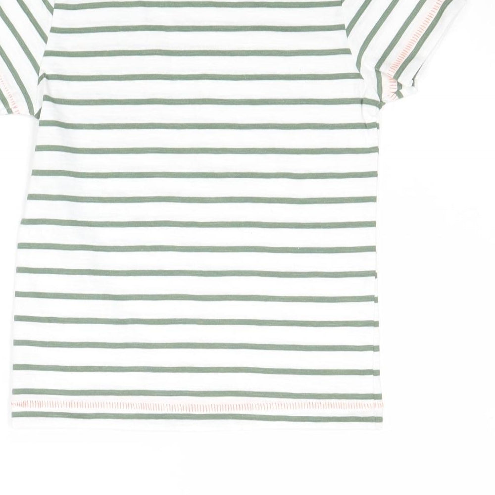 Mini Club Boys White Striped Cotton Pullover T-Shirt Size 2-3 Years Round Neck Pullover
