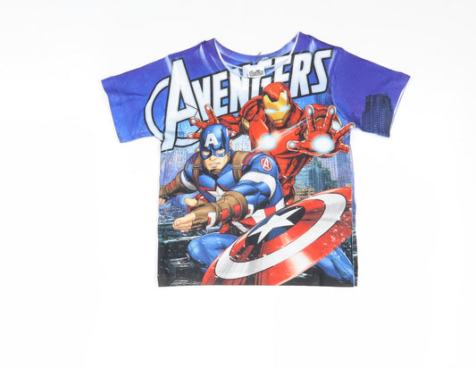 Marvel Boys Multicoloured Polyester Pullover T-Shirt Size 3-4 Years Round Neck Pullover - Avengers