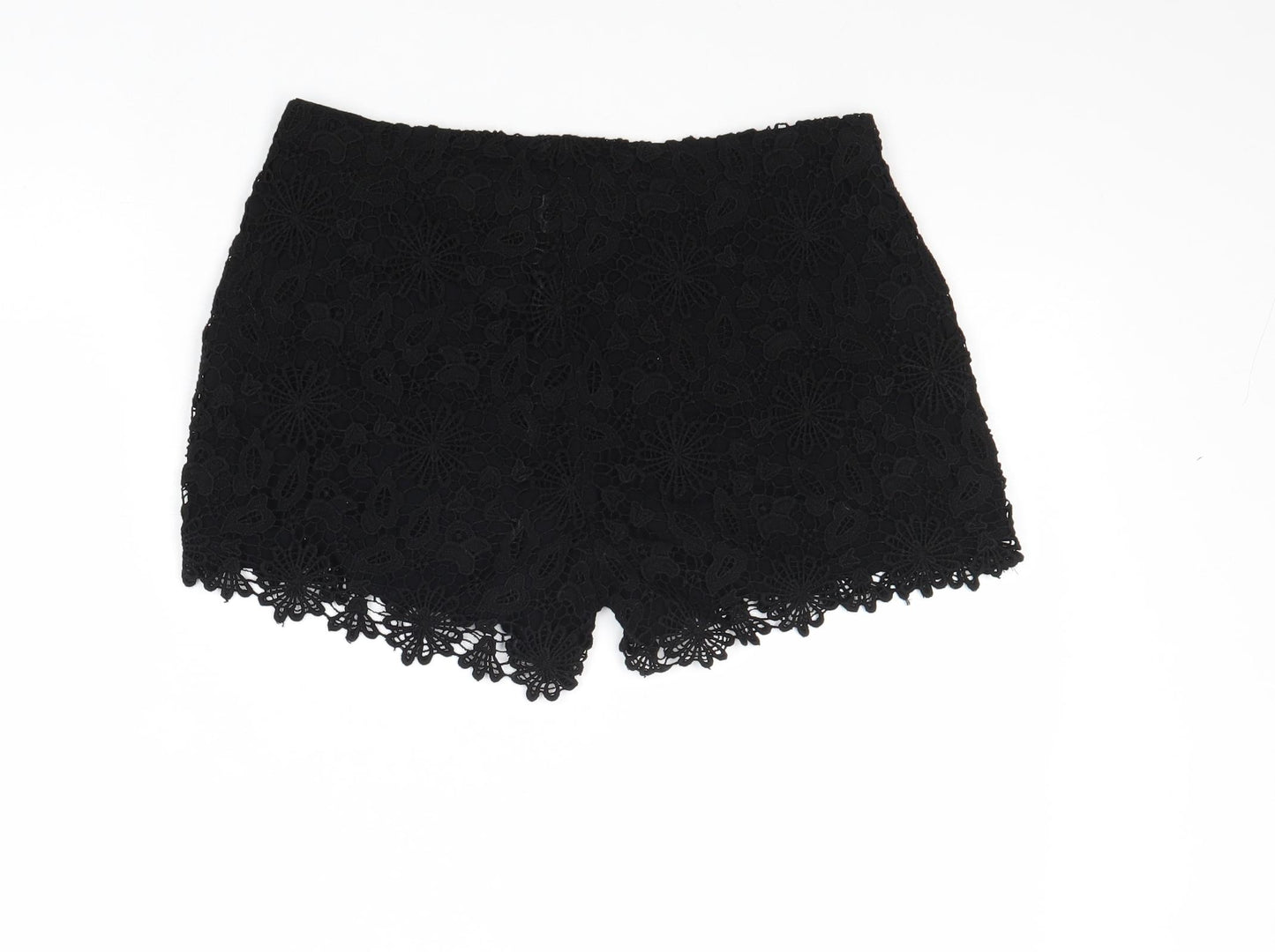 Zara Womens Black Cotton Basic Shorts Size XS Regular Zip