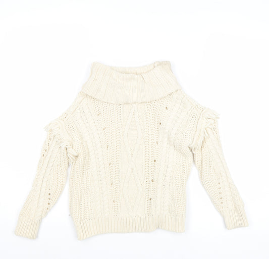 Gap Girls Ivory Roll Neck Cotton Pullover Jumper Size 4-5 Years Pullover