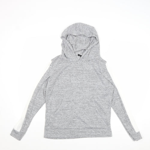 Boohoo Womens Grey Colourblock Polyester Pullover Hoodie Size 8 Pullover