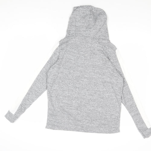 Boohoo Womens Grey Colourblock Polyester Pullover Hoodie Size 8 Pullover