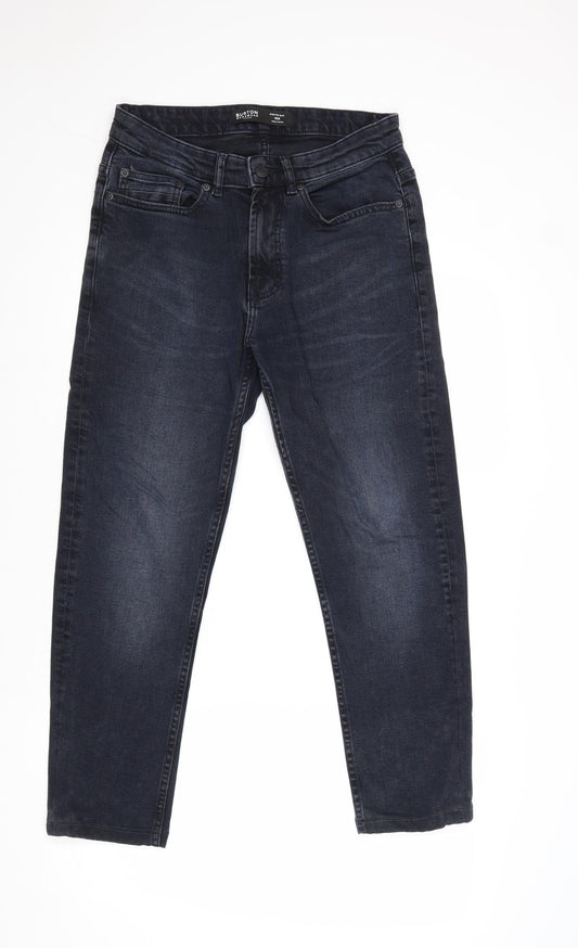 Burton Mens Blue Cotton Tapered Jeans Size 30 in Regular Zip