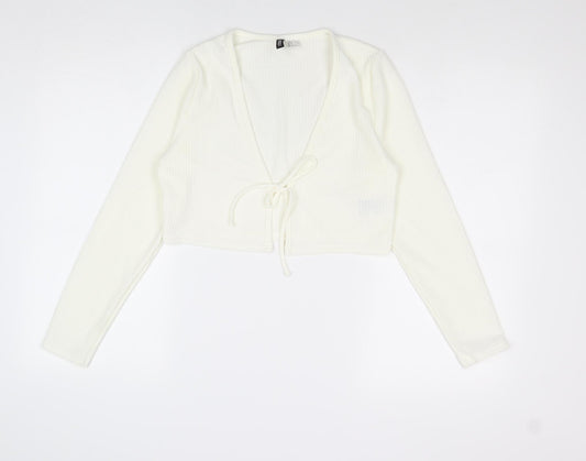 H&M Womens Ivory Polyester Wrap Blouse Size M V-Neck