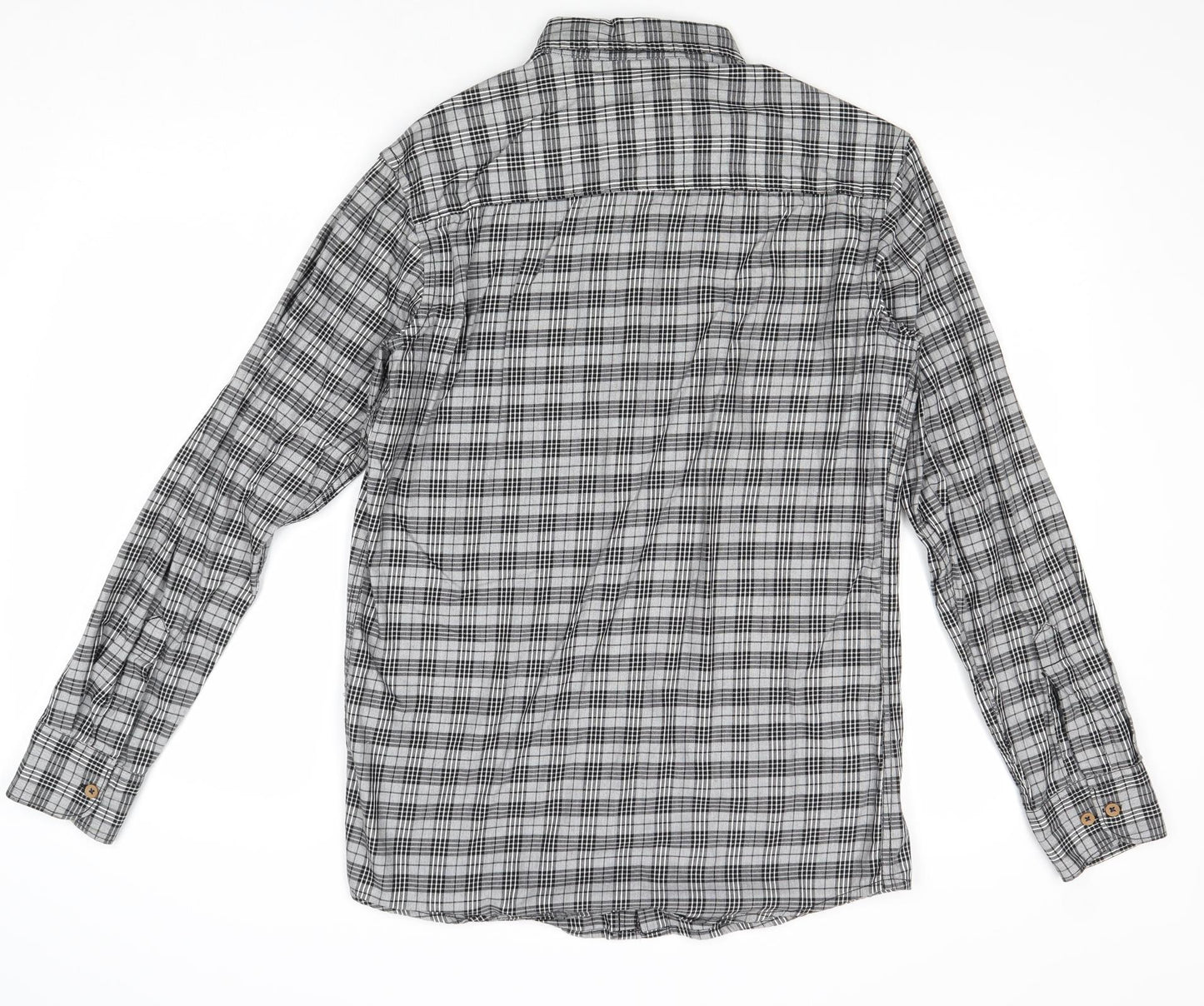 Zero Gram Mens Grey Plaid Cotton Button-Up Size M Collared Button