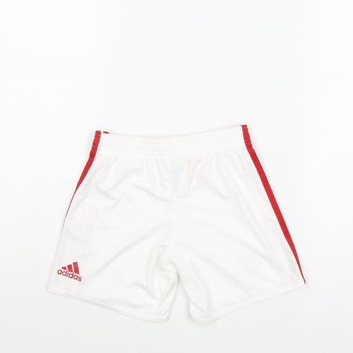 adidas Boys White Polyester Sweat Shorts Size 4-5 Years Regular - Manchester United