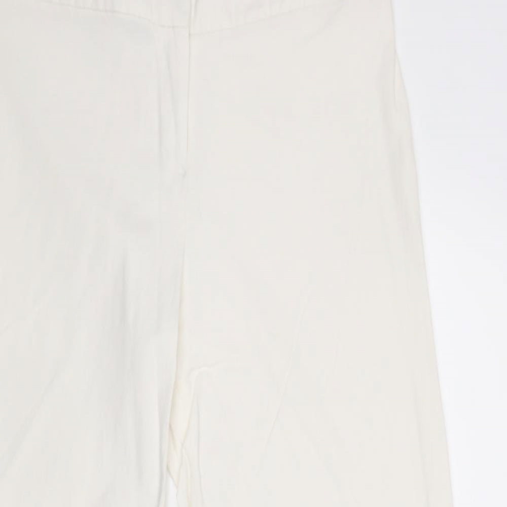 Dorothy Perkins Womens White Polyester Trousers Size 14 Regular Zip