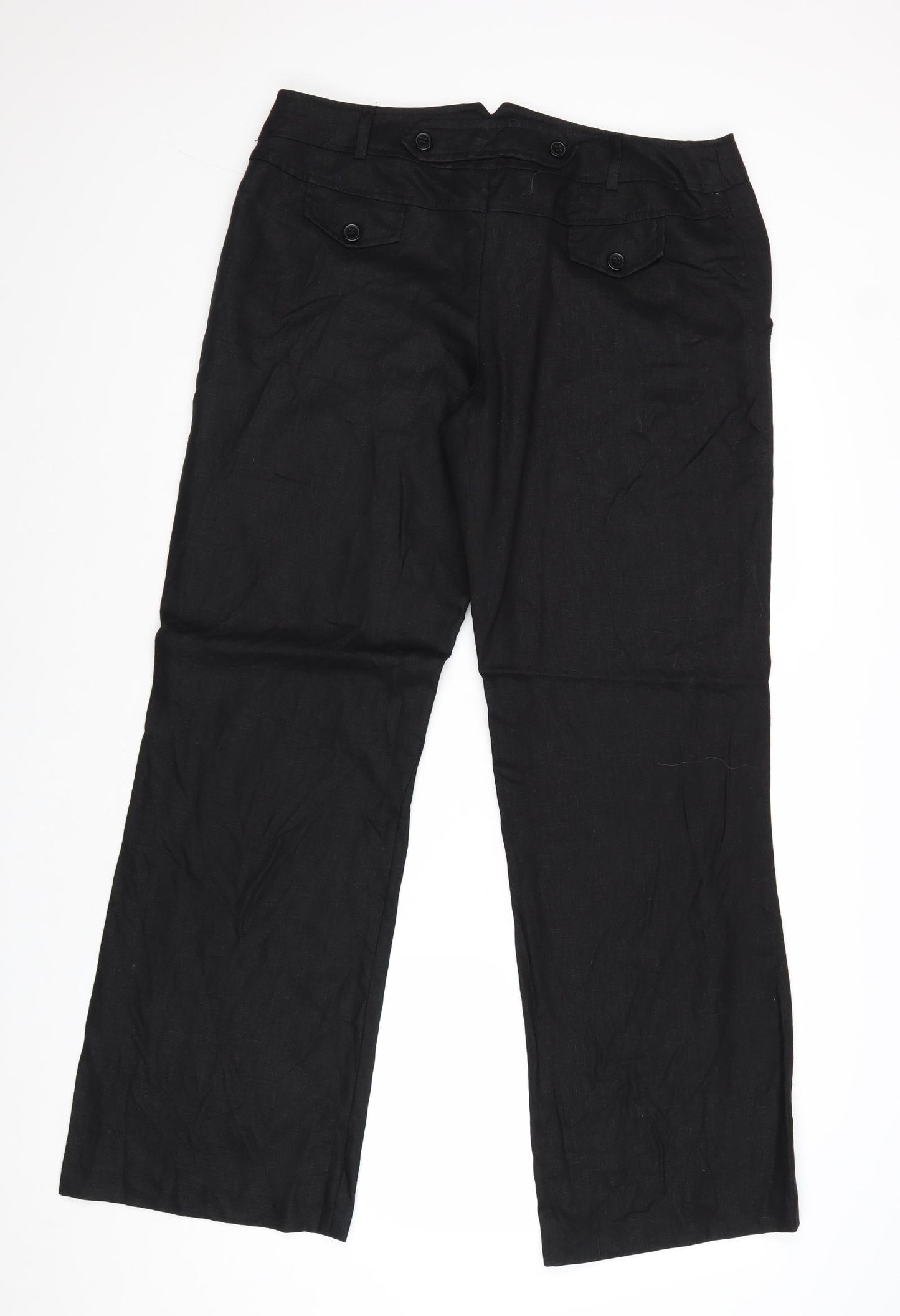 Dunnes Stores Womens Black Polyester Trousers Size 14 Regular Zip